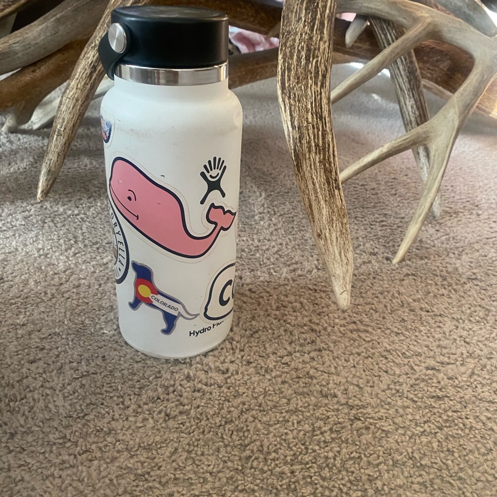 Hydro Flask White Water Bottle with Stickers